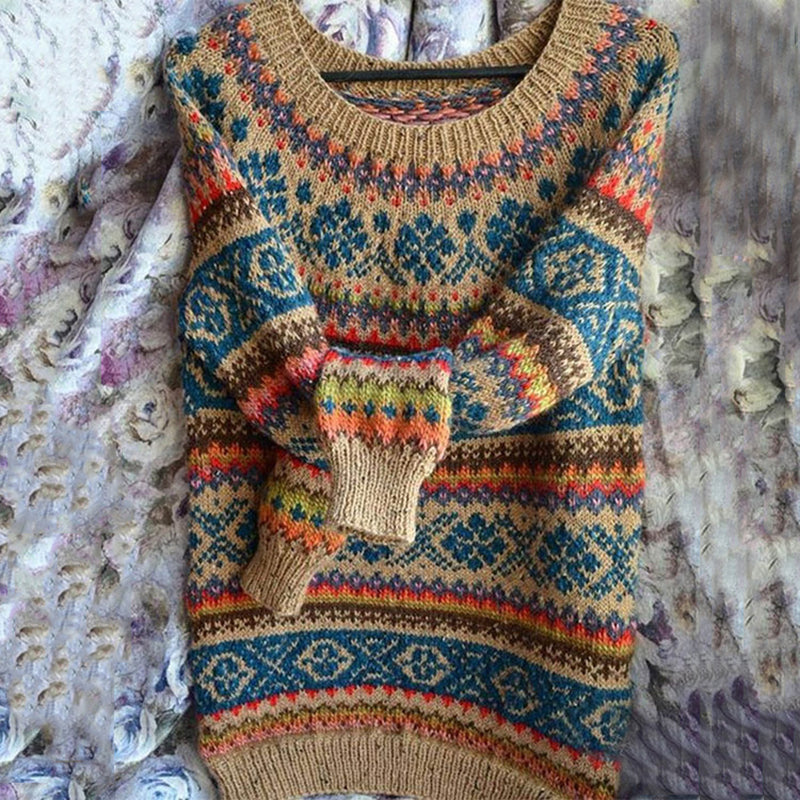 Vintage Crew Neck Long Sleeve Knit Loose Sweater elevenforest