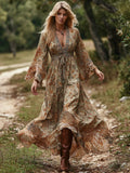 Women's Retro Pastoral Cotton And Linen Floral Embroidery Print Dress elevenforest
