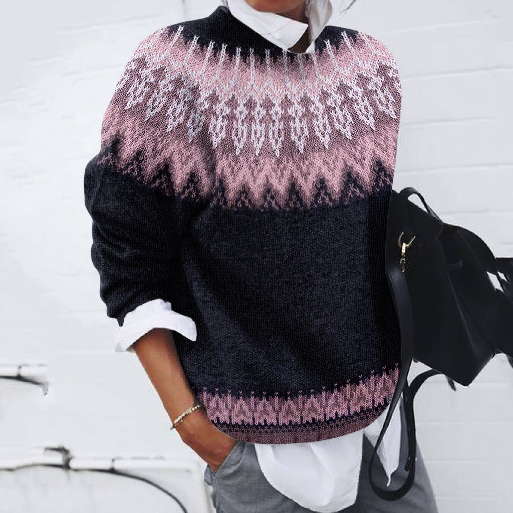 Vintage Tribal Icelandic Knit Contrast Pattern Sweater elevenforest