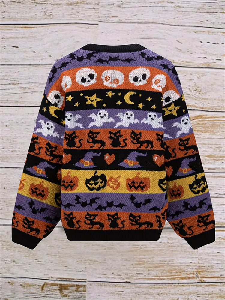 Pumpkin Elements Halloween Women's Cozy Sweater artswardrobe