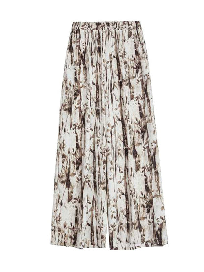 Half Sleeves High-low Buttoned Pleated Printed Split-side Lapel Blouses Top + Elasticity Pants Bottom Two Pieces Set