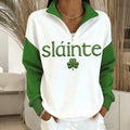 Comstylish Women's St. Patrick's Day Shamrock Print Zip Up Sweatshirt