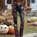 Rose Skull Embroidered Halloween Gothic Rock Jeans elevenforest