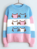 Comstylish Transgender Inspired Cat Pattern Casual Sweater