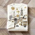 Comstylish Christmas Snow Scene Embroidered Women's Cozy Plush Sweater