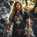 Men's Viking Life Of Tree Celtic Knot Art Linen Blend Shirt elevenforest