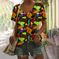 Comstylish Women's Vintage Cinco De Mayo Print V-neck T-shirt