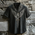 Men's Celtic Knot Eagle Linen Shirt elevenforest