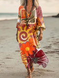 Women's Floral Print Art Print Pocket Cotton Dress