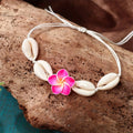 Bohemian Pink Floral & Shell Charms Adjustable Bracelet elevenforest