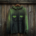 Halloween Black Cat Face Gradient Dyed Hoodie