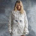 Women's Cute Cat Face Pattern Cozy Knit Mini Sweater Dress