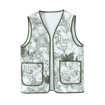Patchwork Print Quilted Pocket Waistcoat