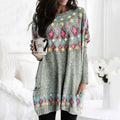 Fairman Island Geometric Contrast Pocket Mid Length Sweater elevenforest