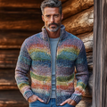 Men's Vintage Gradient Knitted Jacquard Zip Cozy Sweater elevenforest