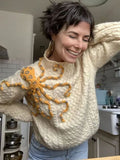 Women's Cute Octopus Embroidery Pattern Cozy Knit Sweater elevenforest