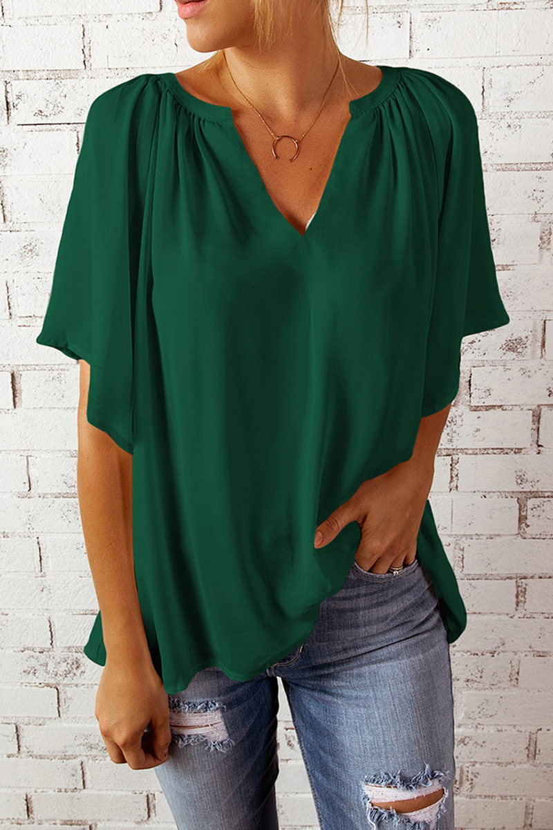 Patchwork V Neck T-shirts(6 Colors)