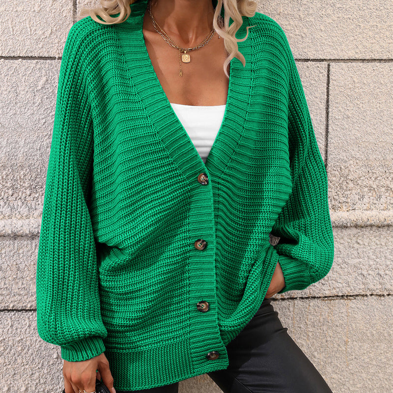 Autumn Winter Knitting Single Breasted Color Knitted Cardigan Loose Sweater