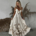 Women's Vintage Floral Embroidery Art V-neck Casual Camisole Dress elevenforest