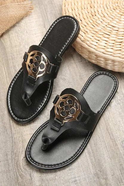 Black Metal Decor Slippers