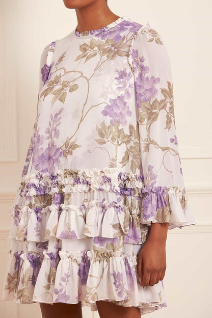 Ruffle Round Neck Mini Dress