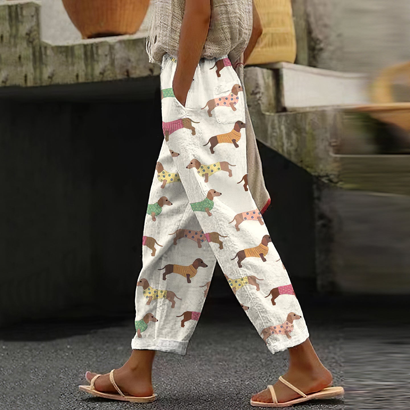 Women's Vintage Dachshund Casual Pants elevenforest