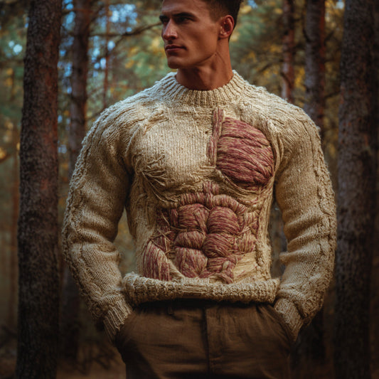 Halloween Anatomy Art And Muscle Embroidery Round Neck Sweater Making artswardrobe