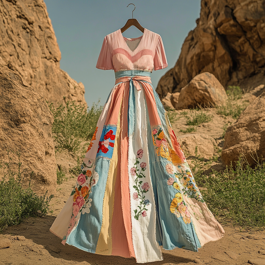 Retro Fashion Floral Design V-neck Dress elevenforest