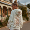 Women's Retro Sparkling Rose Art Print Casual Hoodie elevenforest