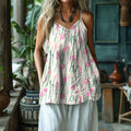 Vintage Floral Art Pattern V-neck Tank Top elevenforest