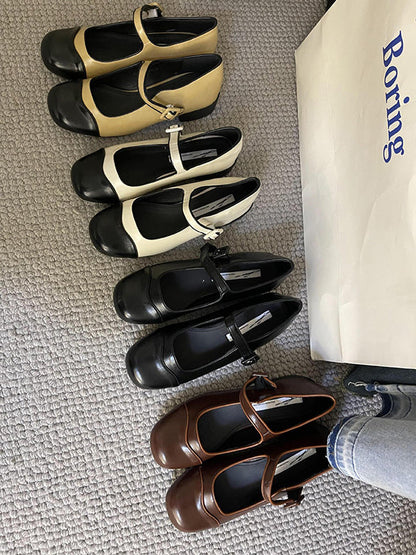 Round Cut Round-toe Split-joint Mary Janes