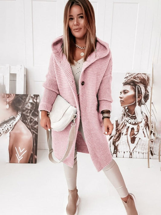 ’s Loose Hooded Sweater Cardigan Sweater