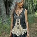 Vintage Women's Viking Tree Of Life Lace Linen Dress elevenforest