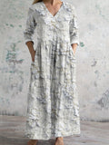 Vintage Lace Floral Women's Linen Maxi Dress elevenforest