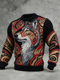 Japanese Wolf Totem Men's Cozy Sweater elevenforest