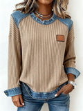 Women'S Casual Loose Waffle Panel Top 