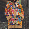 Cute Cats Embroidered Pattern Cozy Hooded Knit Sweater elevenforest