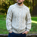 Men'S Aran Knitted Patterned Pullover Sweater elevenforest