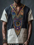 Men's Ancient Egyptian Inspired Contrast Linen Shirt elevenforest
