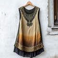 Women's Viking Tree Of Life Celtic Knot Gradient Art Linen Sleeveless Top elevenforest