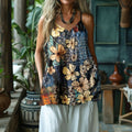 Women's Floral Patchwork Art Linen And Cotton Camisole elevenforest