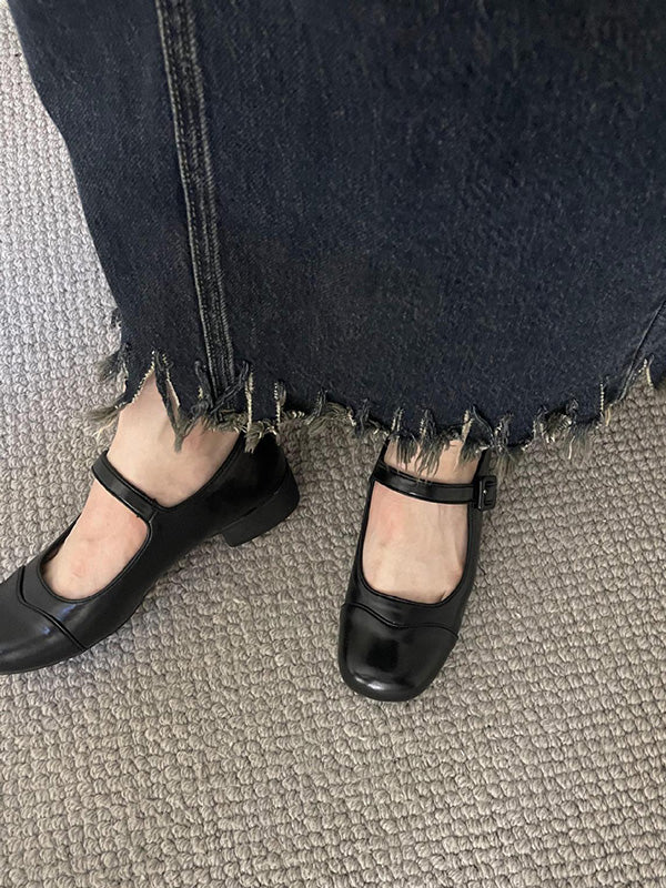 Round Cut Round-toe Split-joint Mary Janes