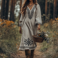 Vintage Viking Celtic Knot Cotton Linen Mixi Dress elevenforest