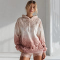 Women's Vintage Rose Floral Embroidery Gradient Art Linen Hoodie elevenforest