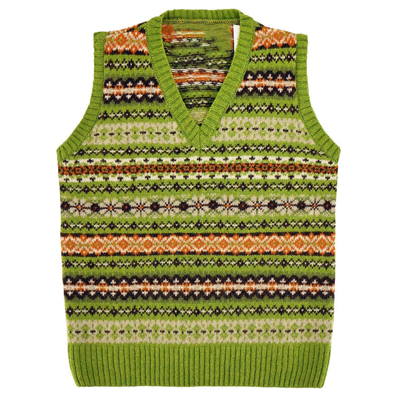 Vintage Geometric Southwest Print Vest Sweater elevenforest
