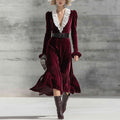 Christmas Party V-neck  velvet maxi dress