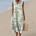 Women's Retro Line Dog Art V-neck Dress elevenforest