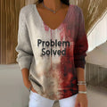 Classic Halloween Problem Solve Art Inspired V Neck Cozy Knit Sweater elevenforest