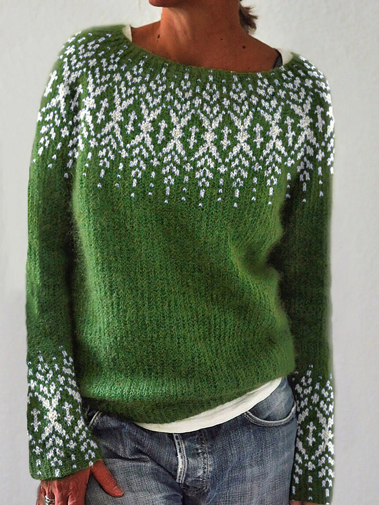 Jacquard Cozy Knit Icelandic Sweater elevenforest