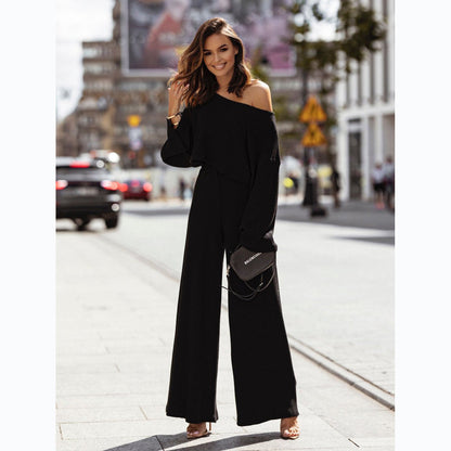 Street Autumn Winter Waffle Long Sleeve Pants Set – Urban Outfit for Cold Weather